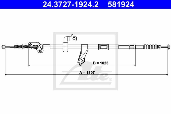 Seilzug, Feststellbremse hinten links ATE 24.3727-1924.2 von ATE