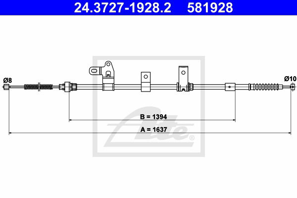 Seilzug, Feststellbremse hinten links ATE 24.3727-1928.2 von ATE