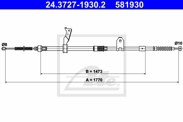 Seilzug, Feststellbremse hinten links ATE 24.3727-1930.2 von ATE
