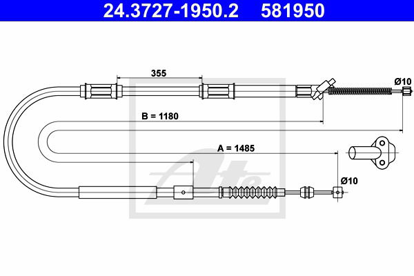 Seilzug, Feststellbremse hinten links ATE 24.3727-1950.2 von ATE