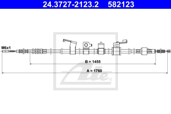 Seilzug, Feststellbremse hinten links ATE 24.3727-2123.2 von ATE