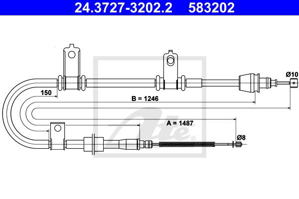 Seilzug, Feststellbremse hinten links ATE 24.3727-3202.2 von ATE