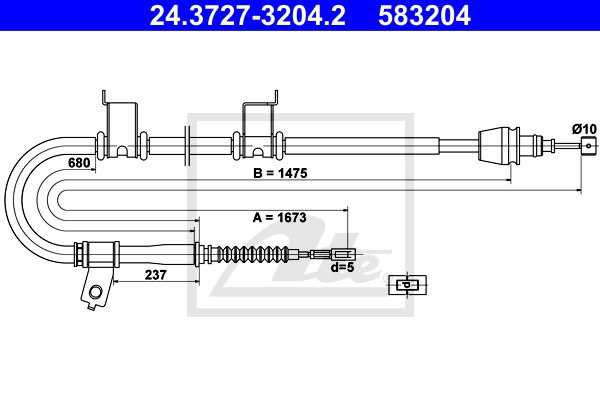 Seilzug, Feststellbremse hinten links ATE 24.3727-3204.2 von ATE