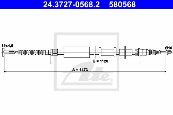 Seilzug, Feststellbremse hinten rechts ATE 24.3727-0568.2 von ATE