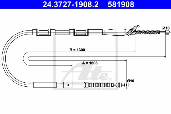 Seilzug, Feststellbremse hinten rechts ATE 24.3727-1908.2 von ATE