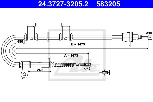 Seilzug, Feststellbremse hinten rechts ATE 24.3727-3205.2 von ATE
