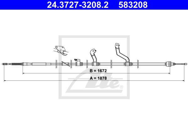 Seilzug, Feststellbremse hinten rechts ATE 24.3727-3208.2 von ATE