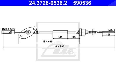Ate Seilzug, Kupplungsbetätigung [Hersteller-Nr. 24.3728-0536.2] für Fiat, Ford, Lancia von ATE