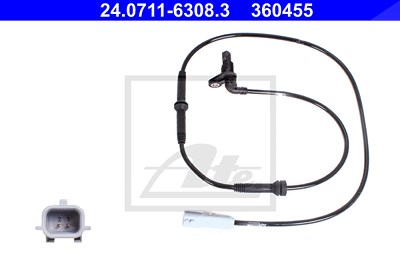 Ate Sensor, Raddrehzahl [Hersteller-Nr. 24.0711-6308.3] für Dacia, Renault von ATE