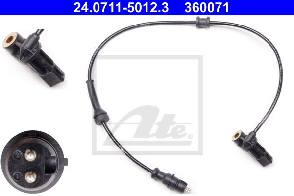 Sensor, Raddrehzahl Hinterachse rechts ATE 24.0711-5012.3 von ATE