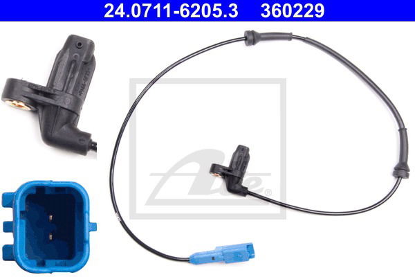 Sensor, Raddrehzahl Vorderachse ATE 24.0711-6205.3 von ATE