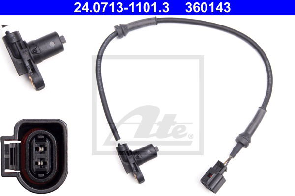 Sensor, Raddrehzahl Vorderachse ATE 24.0713-1101.3 von ATE