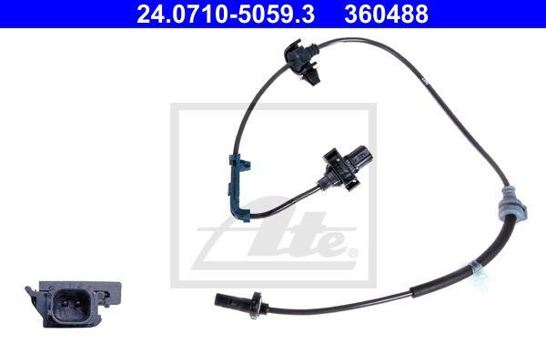 Sensor, Raddrehzahl Vorderachse rechts ATE 24.0710-5059.3 von ATE