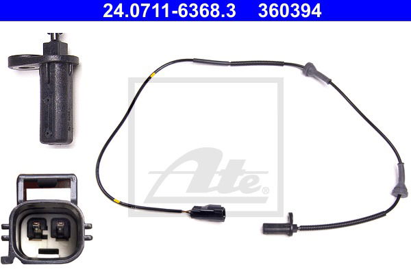 Sensor, Raddrehzahl Vorderachse rechts ATE 24.0711-6368.3 von ATE