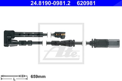 Ate Warnkontakt, Bremsbelagverschleiß [Hersteller-Nr. 24.8190-0981.2] für Mini von ATE