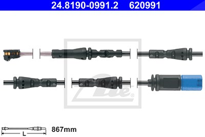 Ate Warnkontakt, Bremsbelagverschleiß [Hersteller-Nr. 24.8190-0991.2] für BMW von ATE