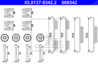 Ate Zubehörsatz, Feststellbremsbacken [Hersteller-Nr. 03.0137-9342.2] für Mercedes-Benz, Nissan von ATE