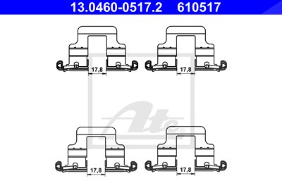 Ate Zubehörsatz, Scheibenbremsbelag [Hersteller-Nr. 13.0460-0517.2] für Audi, Seat, Skoda, VW von ATE