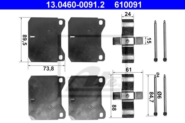Zubehörsatz, Scheibenbremsbelag Vorderachse ATE 13.0460-0091.2 von ATE