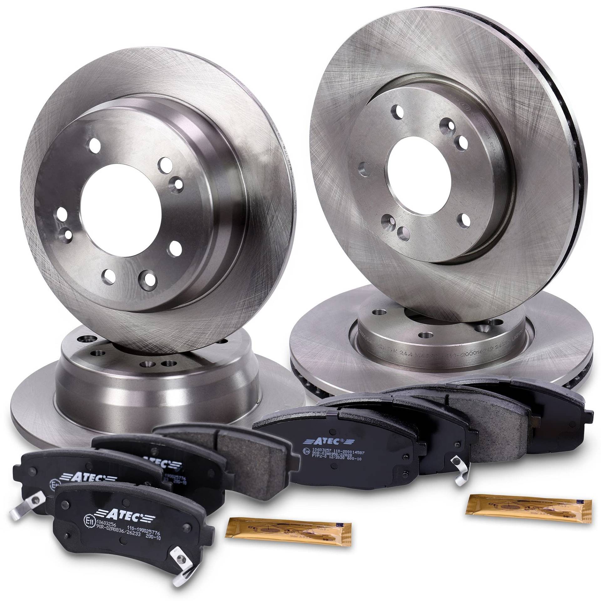 BESTPRICE Bremsenset inkl. Bremsscheiben vorne Ø 280 mm + hinten Ø 262 mm + Bremsbeläge vorne und hinten, Kompatibel mit HYUNDAI i30 (FD) (FD), KIA CEE'D (ED), CEE'D SW (ED), PRO CEE'D (ED) von ATEC Germany