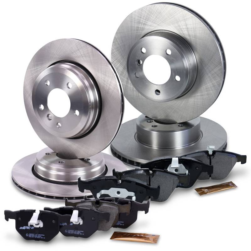 BESTPRICE Bremsenset inkl. Bremsscheiben vorne Ø 324 mm + hinten Ø 320 mm + Bremsbeläge vorne und hinten, Kompatibel mit BMW 5er (E60), 5 Touring (E61), 6 (E63), 6 Cabrio (E64) von ATEC Germany