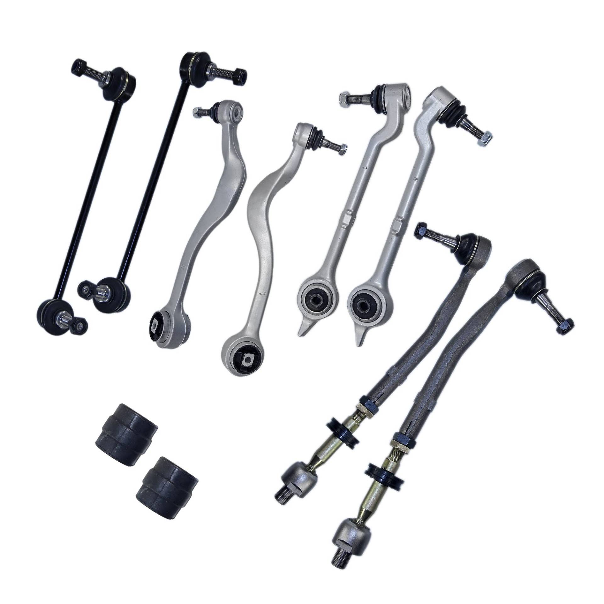 1X Querlenkerset REPARATURSATZ VORDERACHSE 11-TEILIG MIT 4X QUERLENKER OBEN/UNTEN LINKS/RECHTS +2X SPURSTANGE +2X KOPPELSTANGE +1X BUCHSE +2X STABILAGER, von ENVA MADE FOR QUALITY