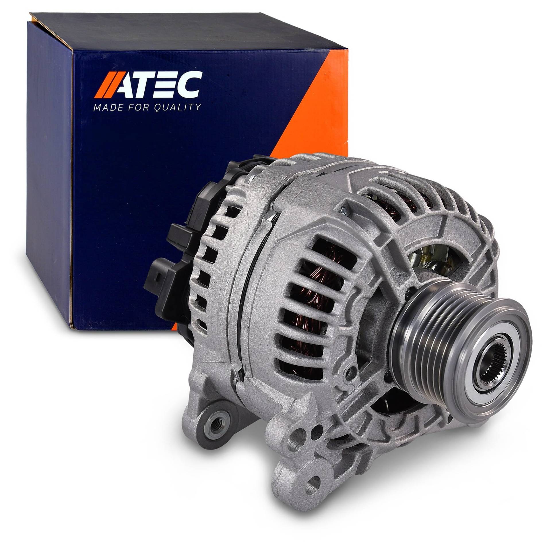 ATEC GERMANY 1x Lichtmaschine 14V 140A Kompatibel mit A udi A1, A3, A4 B6, A4 B7, SEAT ALHAMBRA, ALTEA, IBIZA, LEON, TOLEDO, SKODA FABIA 2, OCTAVIA 2, RAPID, ROOMSTER, SUPERB 2, YETI (5L) von ATEC Germany