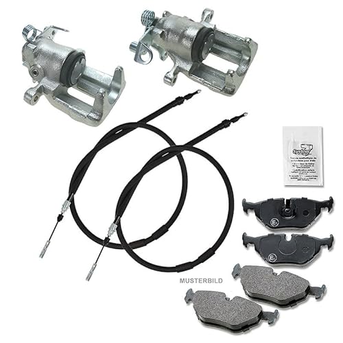 ATEC Germany 2x Bremssattel hinten links und rechts Bremszange Faustsattel ohne Halter + Bremsbeläge hinten + Handbremsseil, Kompatibel mit FORD GALAXY I (WGR), SEAT ALHAMBRA (7V8, 7V9), VW SHARAN (7 von ATEC Germany