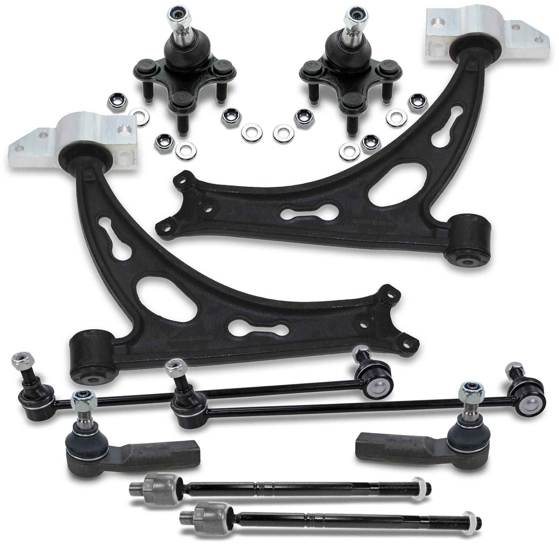 ATEC Germany 2x Querlenker Vorderachse vorne unten links & rechts mit Traggelenk, 2x Koppelstange vorne, 2x Spurstange/Axialgelenk vorne, 2x Spurstangenkopf von ATEC Germany