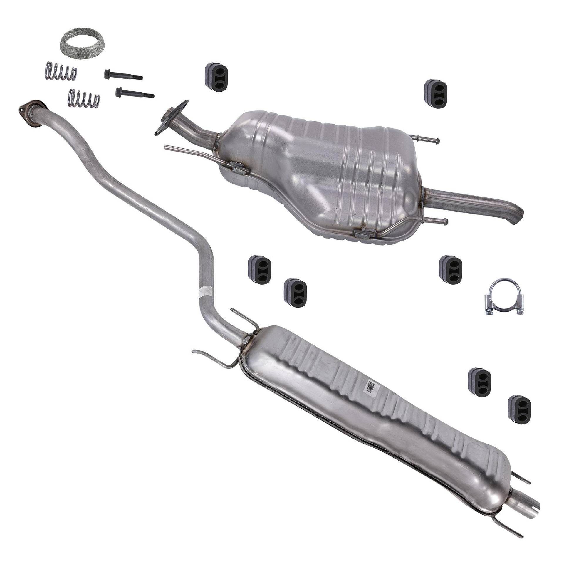 ATEC Germany Auspuff Schalldämpfer Set 1x Mittelschalldämpfer, 1x Endschalldämpfer, mit Montagematerial Kompatibel mit OPEL ZAFIRA A (T98) von ATEC Germany