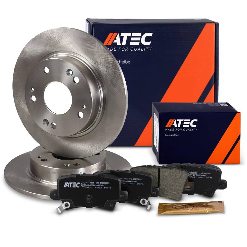 ATEC Germany Bremsenset Hinterachse inkl. Bremsscheiben Ø 260 mm Voll + Bremsbeläge Hinten Kompatibel mit HONDA CIVIC VIII Hatchback (FN, FK) von ATEC Germany