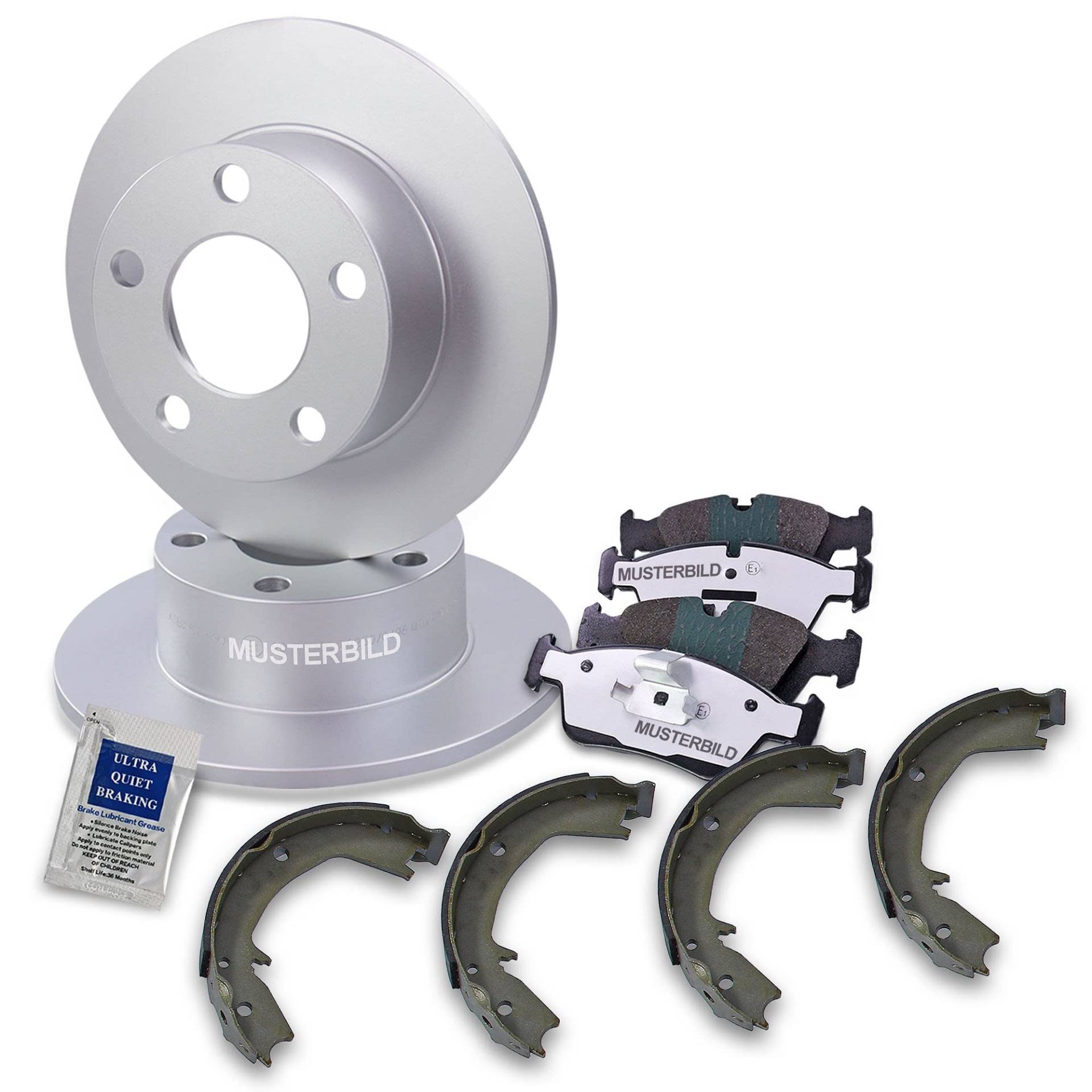 ATEC Germany Bremsenset Hinterachse inkl. Bremsscheiben Ø 280 mm Voll + Bremsbeläge Hinten + Bremsbacken Kompatibel mit BMW 3er (E36), 3er Cabriolet (E36), 3er Coupe (E36), 3er Touring (E36) von ATEC Germany