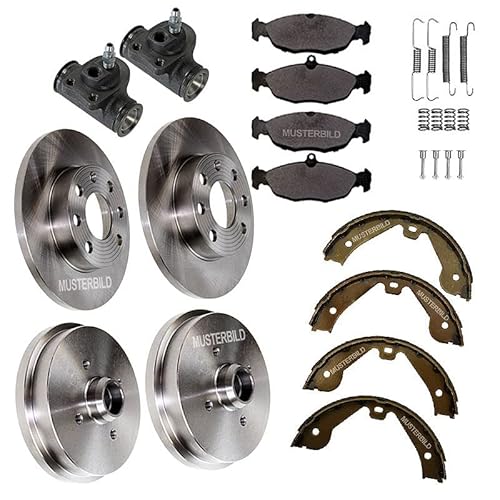 ATEC Germany Bremsenset Vorderachse inkl. Bremsscheiben Ø 241 mm Belüftet + Bremsbeläge Vorne + Bremsbacken Hinten + Bremstrommel Hinten Kompatibel mit FIAT SEICENTO / 600 (187_) von ATEC Germany