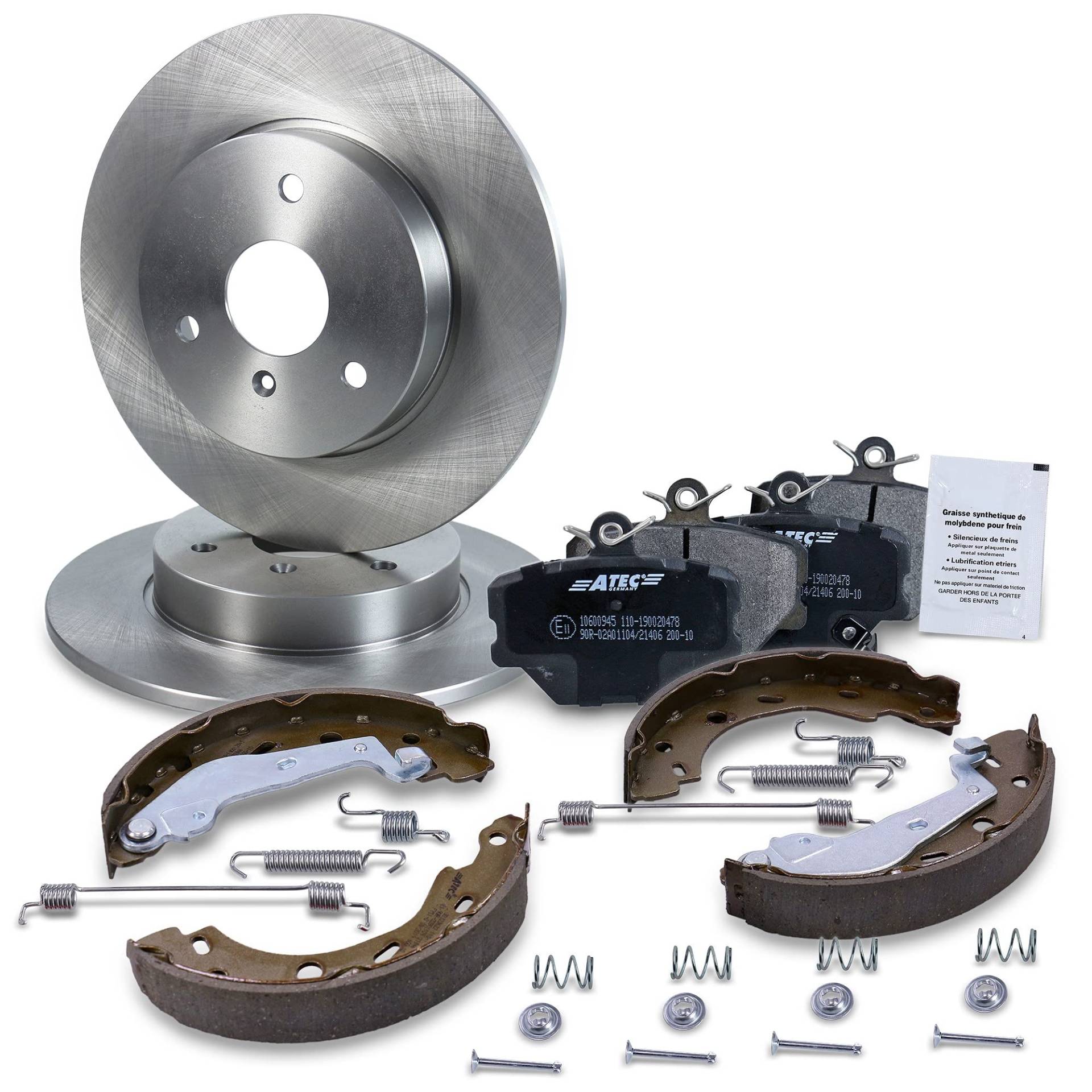 ATEC Germany Bremsenset Vorderachse inkl. Bremsscheiben Ø 280 mm Belüftet + Bremsbeläge Vorne + Bremsbacken Hinten von ATEC Germany