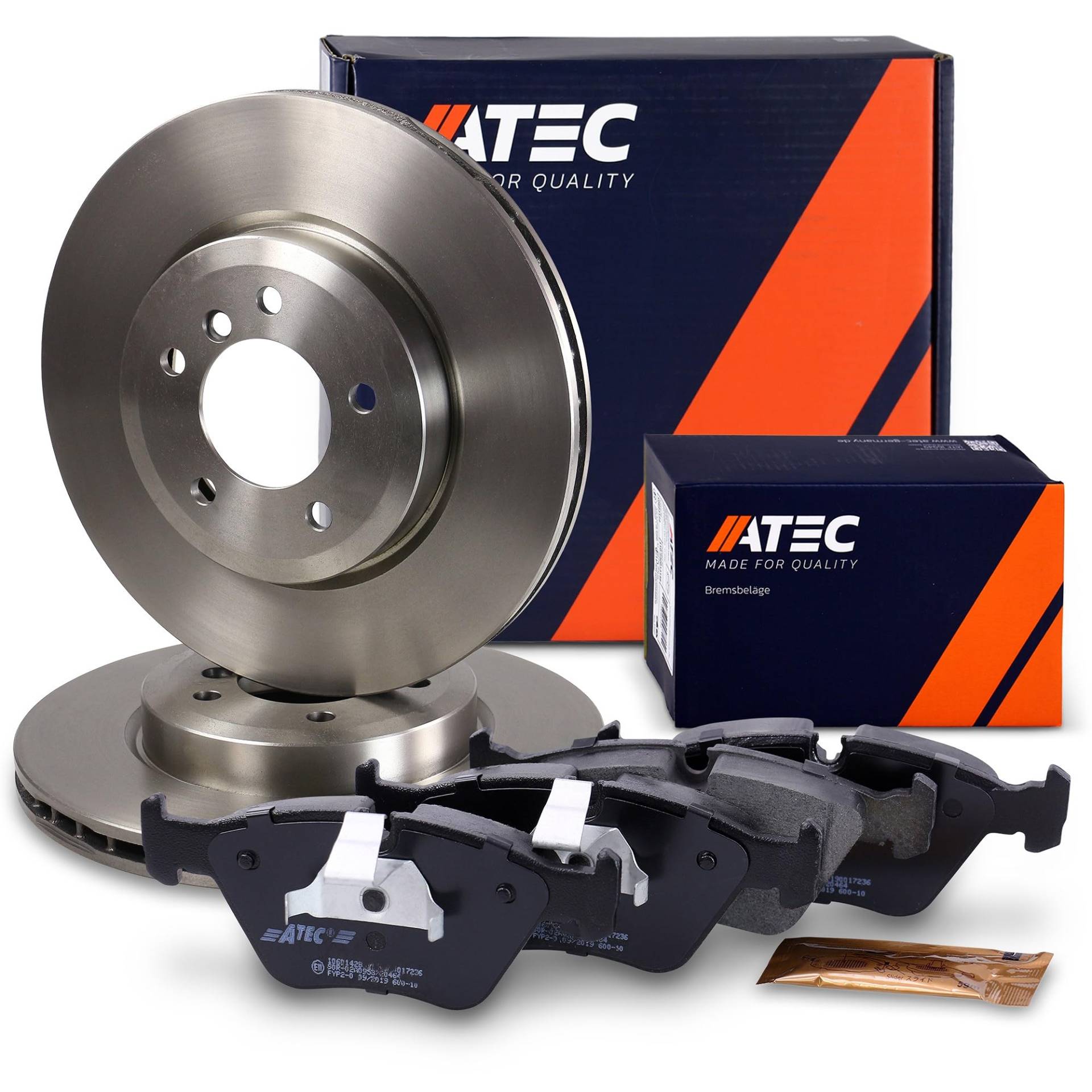 ATEC Germany Bremsenset Vorderachse inkl. Bremsscheiben Ø 325 mm Belüftet + Bremsbeläge Vorne Kompatibel mit BMW 3er (E46), Z4 Coupe (E86), Z4 Roadster (E85) von ATEC Germany