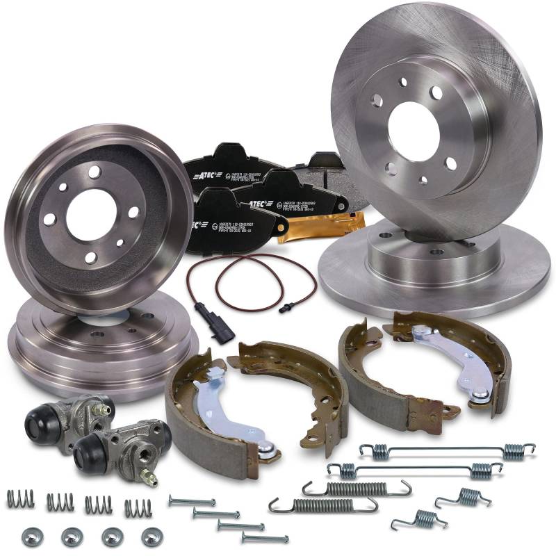 BESTPRICE Bremsenset inkl. Bremsscheiben vorne Ø 240,5 mm Voll + Bremstrommel hinten Ø 180 mm + Bremsbeläge vorne und Bremsbacken hinten + Radbremszylinder, Kompatibel mit FIAT PANDA (169_) von BESTPRICE