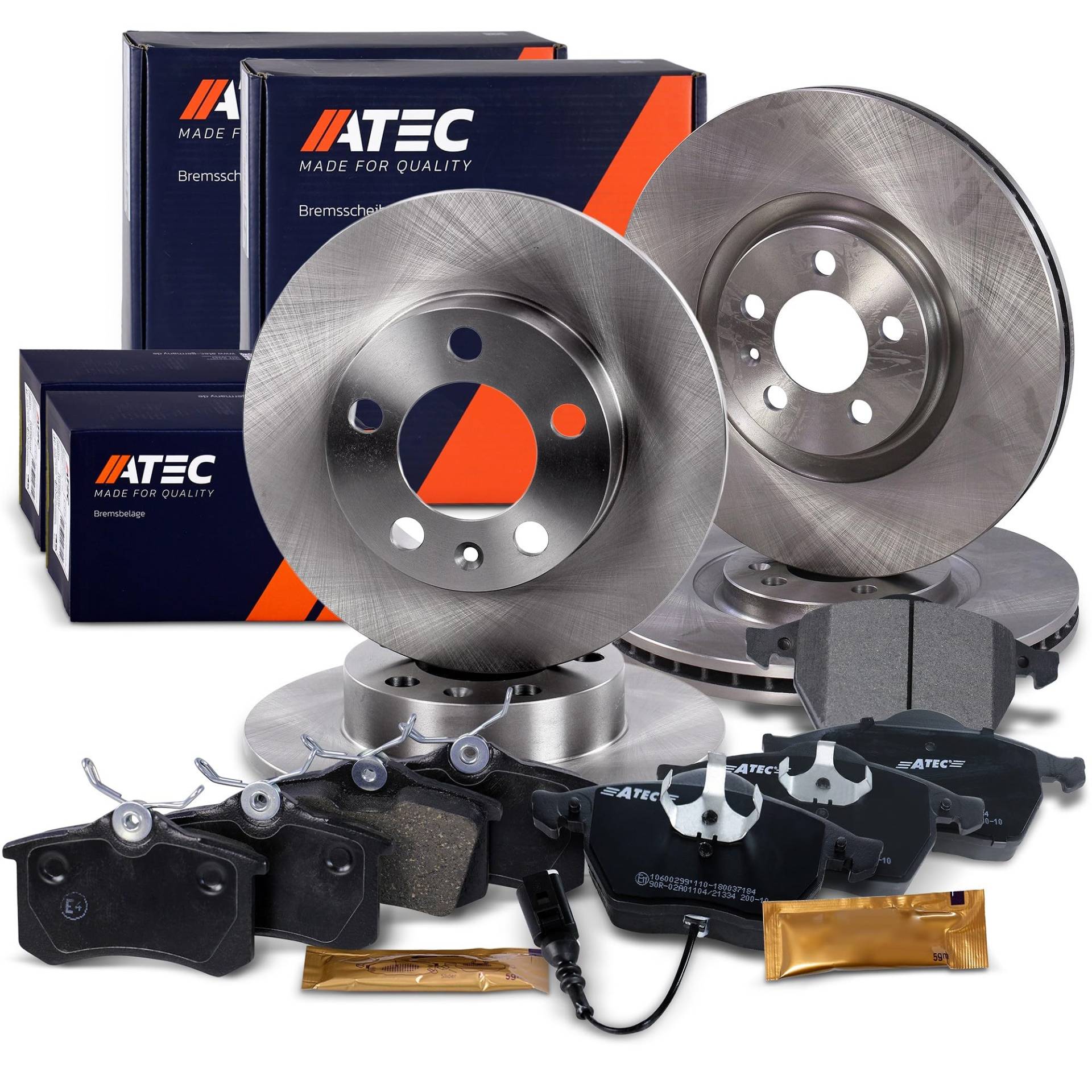 ATEC Germany Bremsenset inkl. Bremsscheiben Vorne Ø 310 mm Belüftet + Hinten Ø 230 mm Voll + Bremsbeläge Vorne & Hinten von ATEC Germany