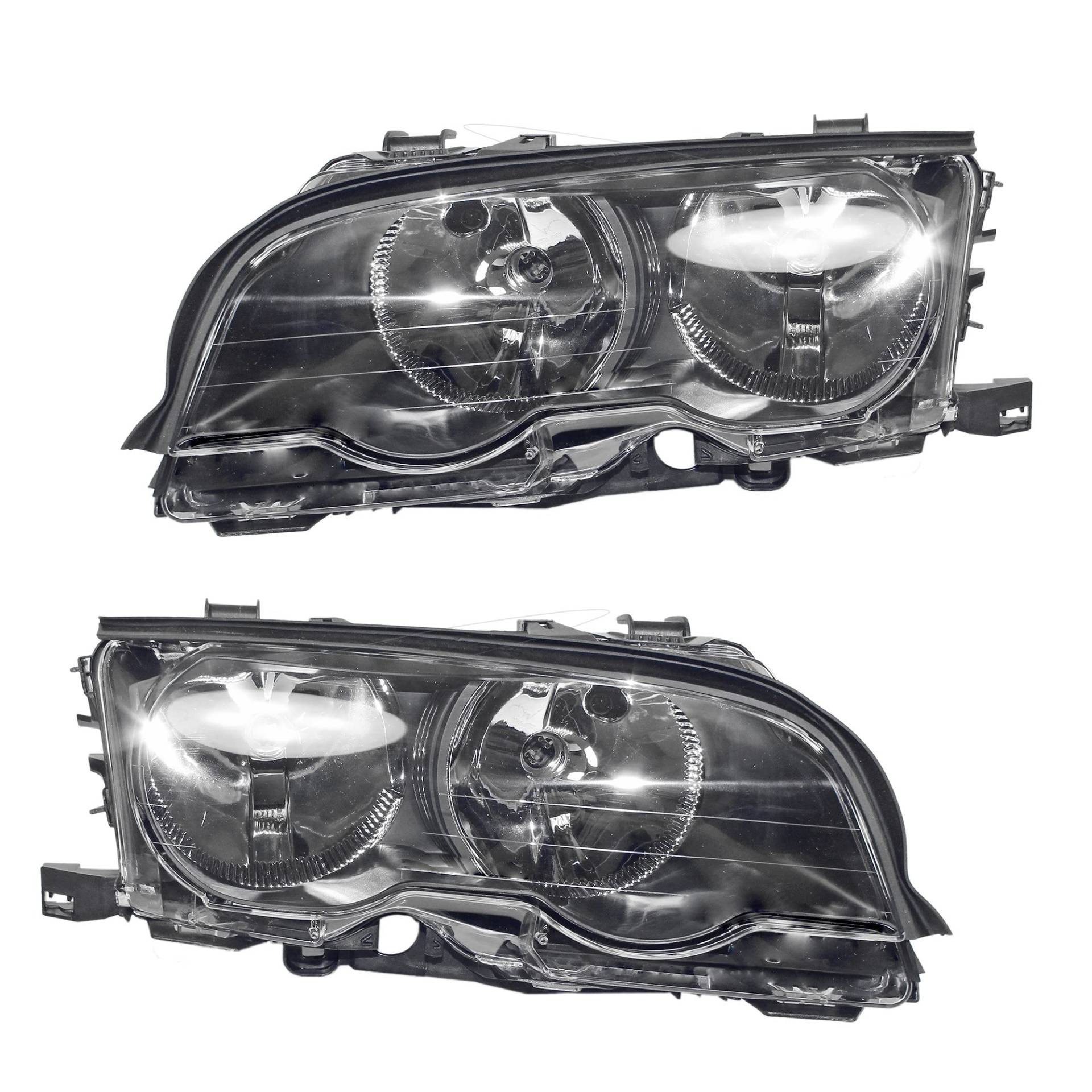 BESTPRICE 2x Hauptscheinwerfer vorne links + rechts glasklare Streuscheibe H7 FF - Frontscheinwerfer mit Stellmotor für Leuchtweiteregulierung, Kompatibel mit BMW 3 Cabriolet (E46), 3 Coupe (E46) von BESTPRICE