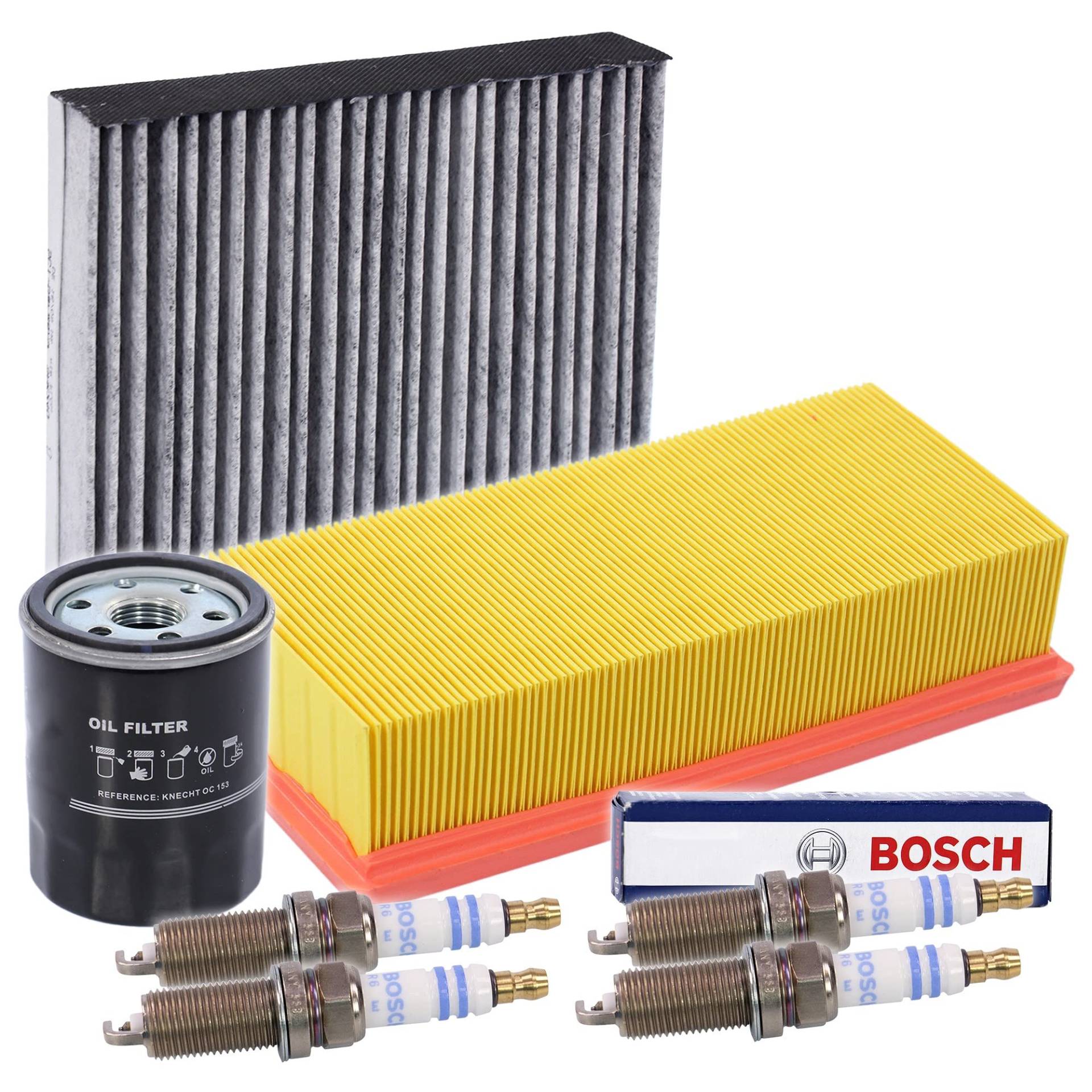 BESTPRICE Inspektionspaket Filterset mit 1x Luftfilter, 1x Innenraumfilter, 4x Zündkerze Doppelplatin, Kompatibel mit MITSUBISHI COLT CZC VI Cabriolet (RG), COLT VI (Z3_A, Z2_A) von ATEC Germany