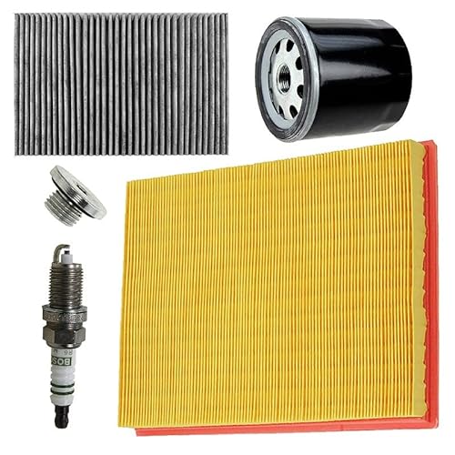 BESTPRICE Inspektionspaket Filterset mit 1x Luftfilter, 1x Innenraumfilter (Pollenfilter) mit Aktivkohle, 4x Zündkerze, 1x Ölablassschraube Kompatibel mit OPEL ASTRA G (T98), ASTRA H (A04) von ATEC Germany