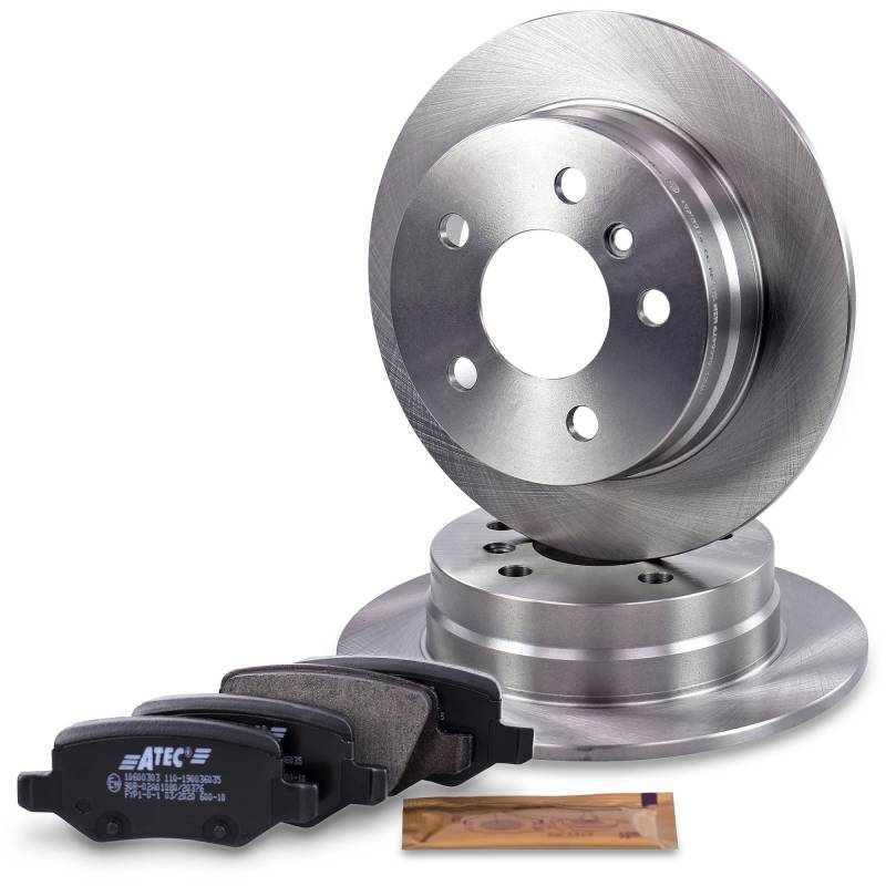 ATEC Germany Bremsenset Hinterachse inkl. Bremsscheiben Ø 258 mm Voll + Bremsbeläge Hinten Kompatibel mit MERCEDES-BENZ A-Klasse (W169), B-Klasse Sports Tourer (W245) von ATEC Germany