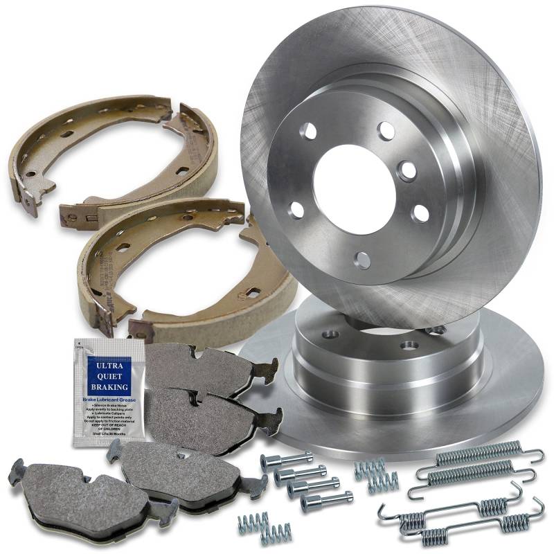 ATEC Germany Bremsenset Hinterachse inkl. Bremsscheiben Ø 280 mm Voll + Bremsbeläge Hinten + Bremsbacken Kompatibel mit BMW 3er (E46), 3er Compact (E46), 3er Coupe (E46) von ATEC Germany