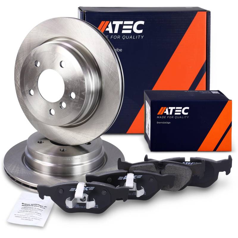 ATEC Germany Bremsenset Hinterachse inkl. Bremsscheiben Ø 300 mm Belüftet + Bremsbeläge Hinten Kompatibel mit BMW 1er (E81), 1 (E87), 3er (E90) (E93) (E92) (E91), X1 (E84) von ATEC Germany