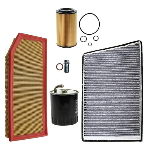 BESTPRICE Inspektionspaket Filterset mit 1x Luftfilter, 1x Innenraumfilter (Pollenfilter), 1x Ölfilter, 1x Kraftstofffilter, Kompatibel mit MERCEDES C-Klasse (W203) (CL203) (S203), CLK (C209) von ATEC Germany