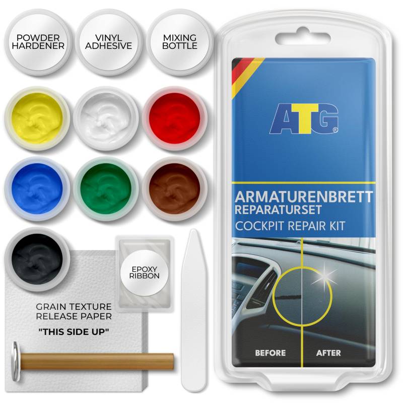 ATG® Armaturenbrett Reparaturset - Professionell Cockpit Kratzer entfernen - Effektives Kunststoff Reparaturset Auto - Einfach & mühelos Auto Kunststoff Kratzer entfernen - Cockpitreparatur von ATG