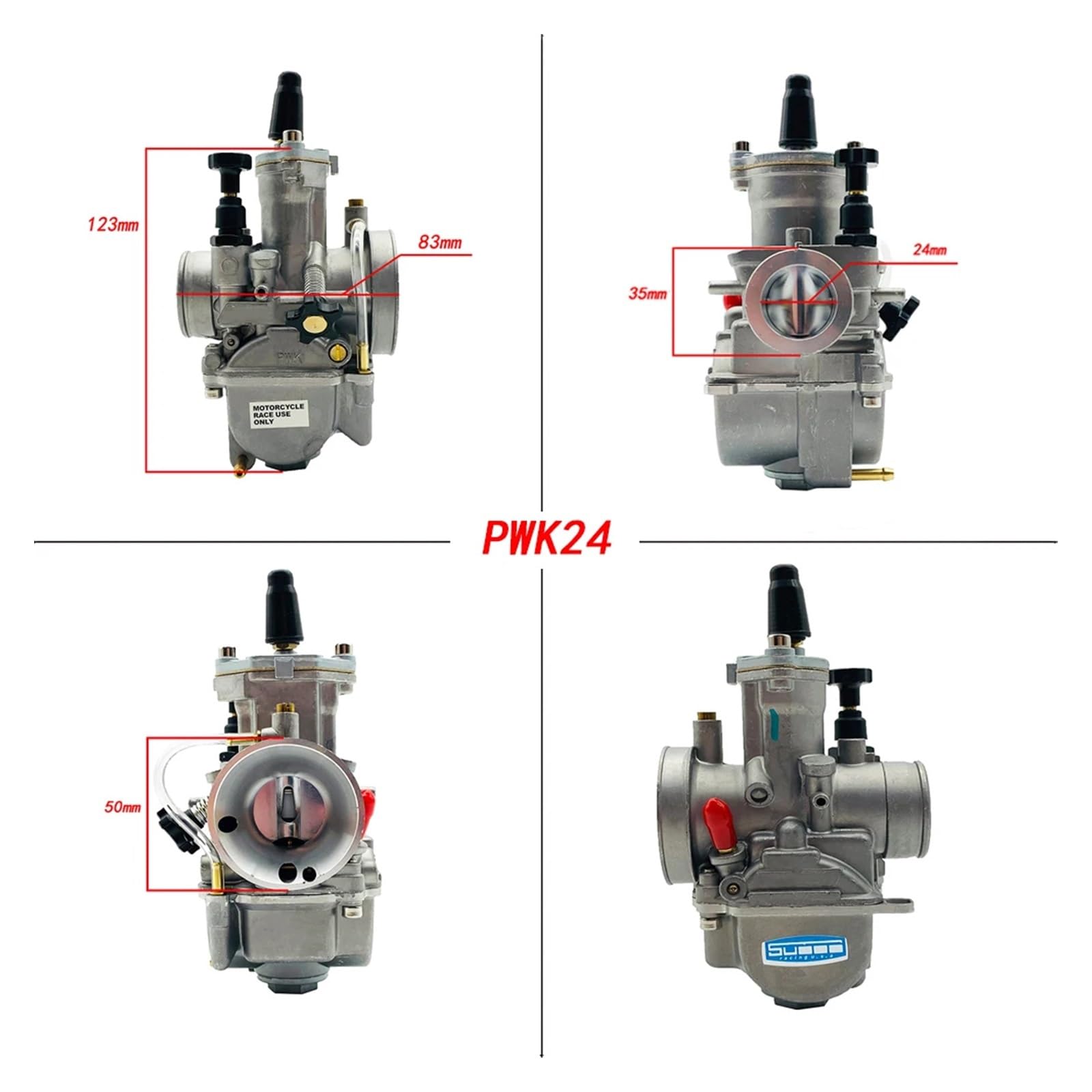 ATGADNXMUW Fit for PWK Universal 2T 4T Minimoto Pitbike 50cc -350cc Motorrad Fit for Motorrad Vergaser Pwk 24 26 28 30 32 34mm Klinge Kraftstoff(PWK 24) von ATGADNXMUW