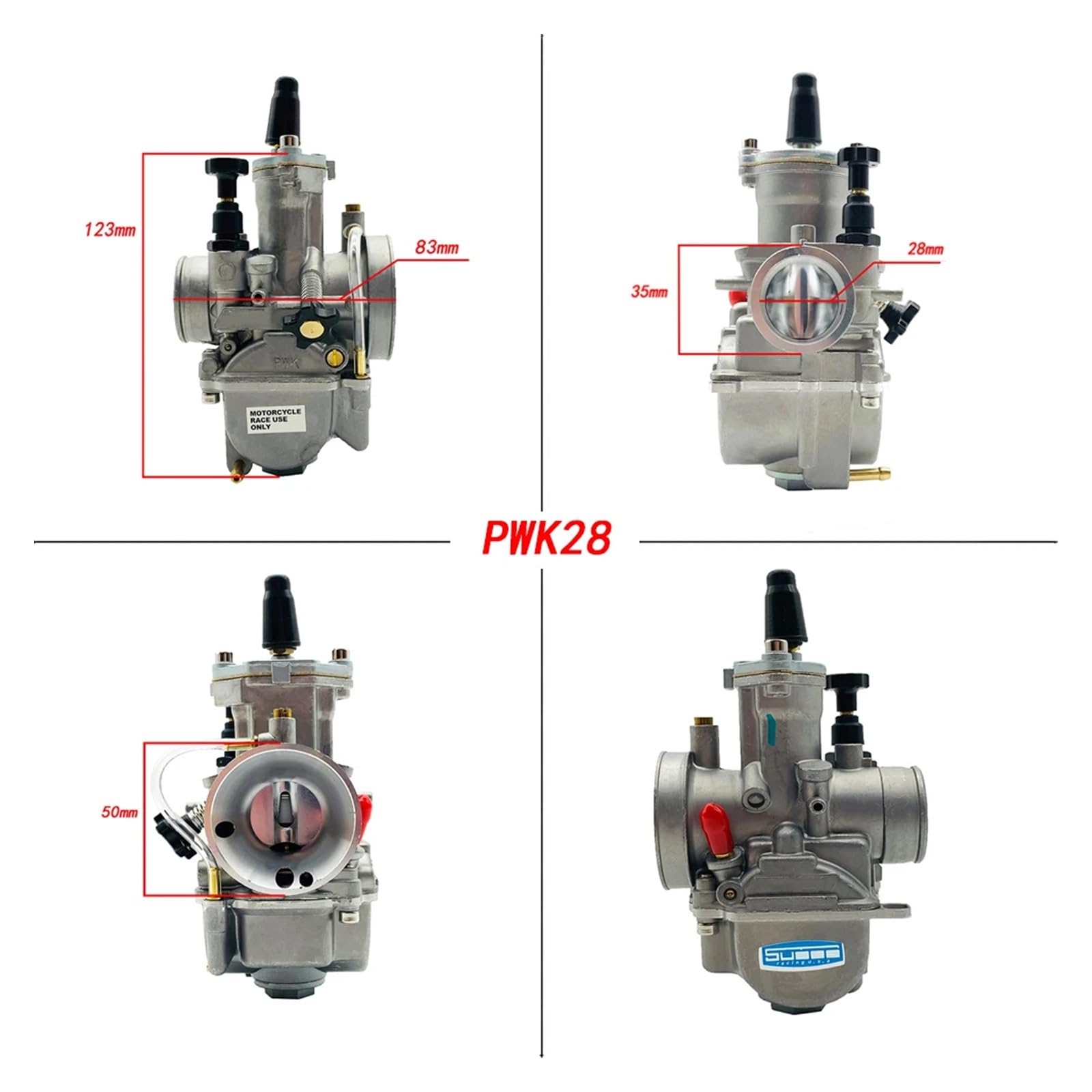 ATGADNXMUW Fit for PWK Universal 2T 4T Minimoto Pitbike 50cc -350cc Motorrad Fit for Motorrad Vergaser Pwk 24 26 28 30 32 34mm Klinge Kraftstoff(PWK 28) von ATGADNXMUW