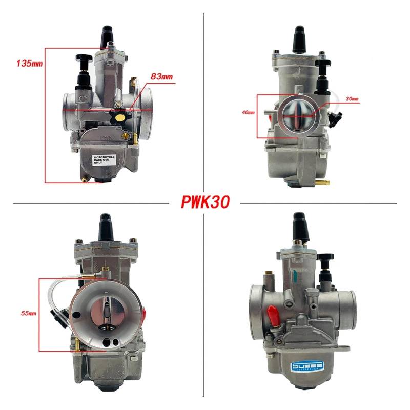 ATGADNXMUW Fit for PWK Universal 2T 4T Minimoto Pitbike 50cc -350cc Motorrad Fit for Motorrad Vergaser Pwk 24 26 28 30 32 34mm Klinge Kraftstoff(PWK 30) von ATGADNXMUW