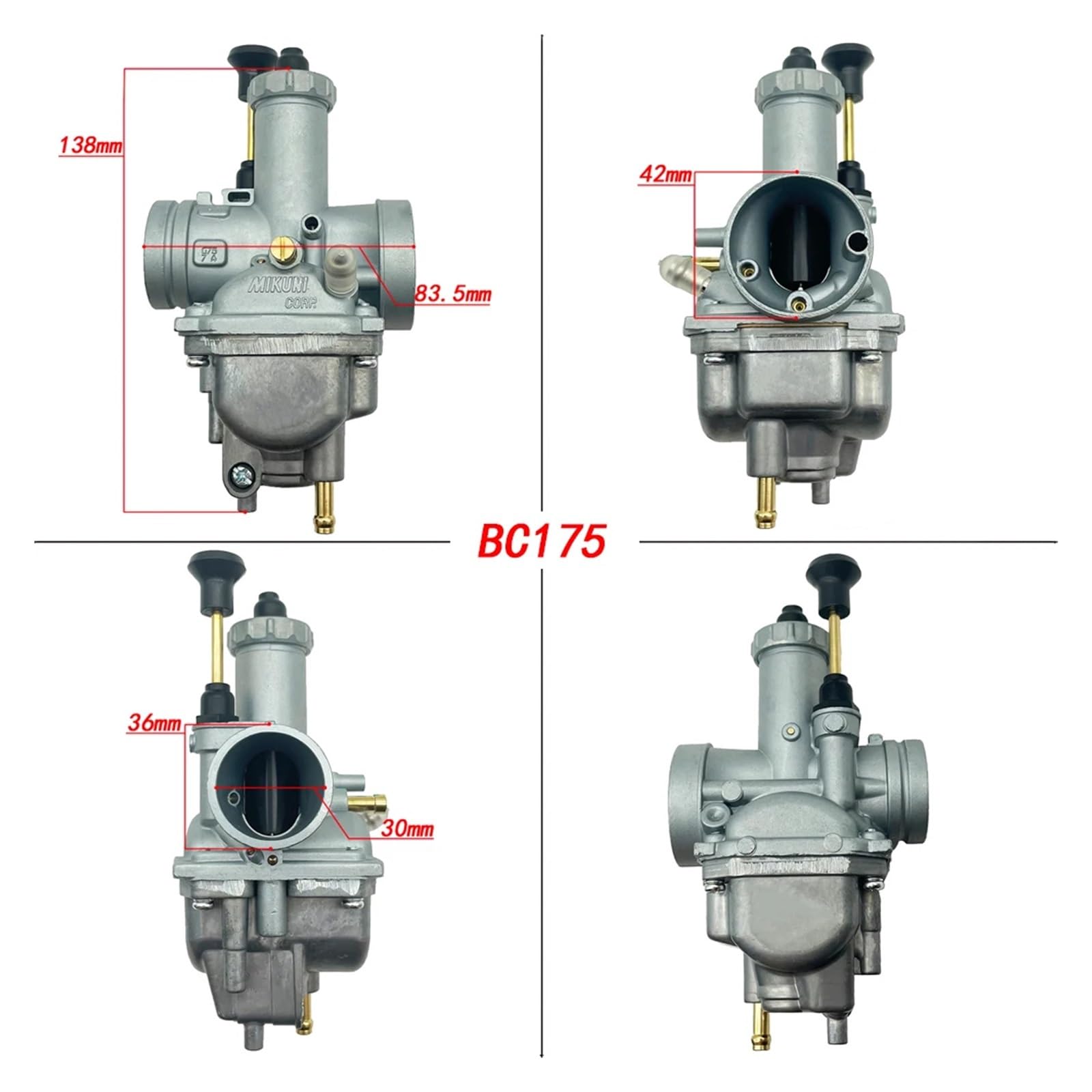 ATGADNXMUW Passend for Kawasaki Vergaser Bayou220 KLF220 BC175 M Choke 1988, 1989, 1990, 1991, 1992, 1993, 1994, 1995–2001 Offroad-Motorrad von ATGADNXMUW