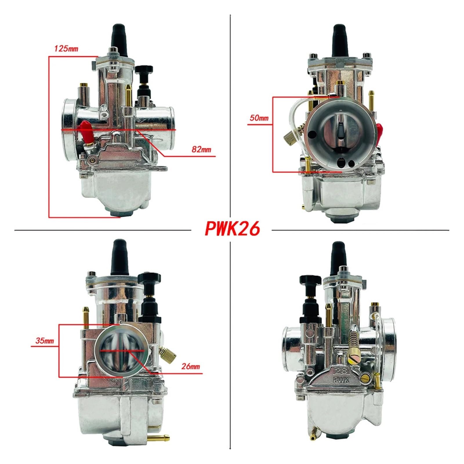 ATGADNXMUW Passend for PWK Universal Vibrierende Farbe ATV Pitbike Motorizada Carburador Passend for Koso Pwk Vergaser 24 26 28 30 32 34 mm Power Suit Kraftstoffversorgung(Pwk 26) von ATGADNXMUW